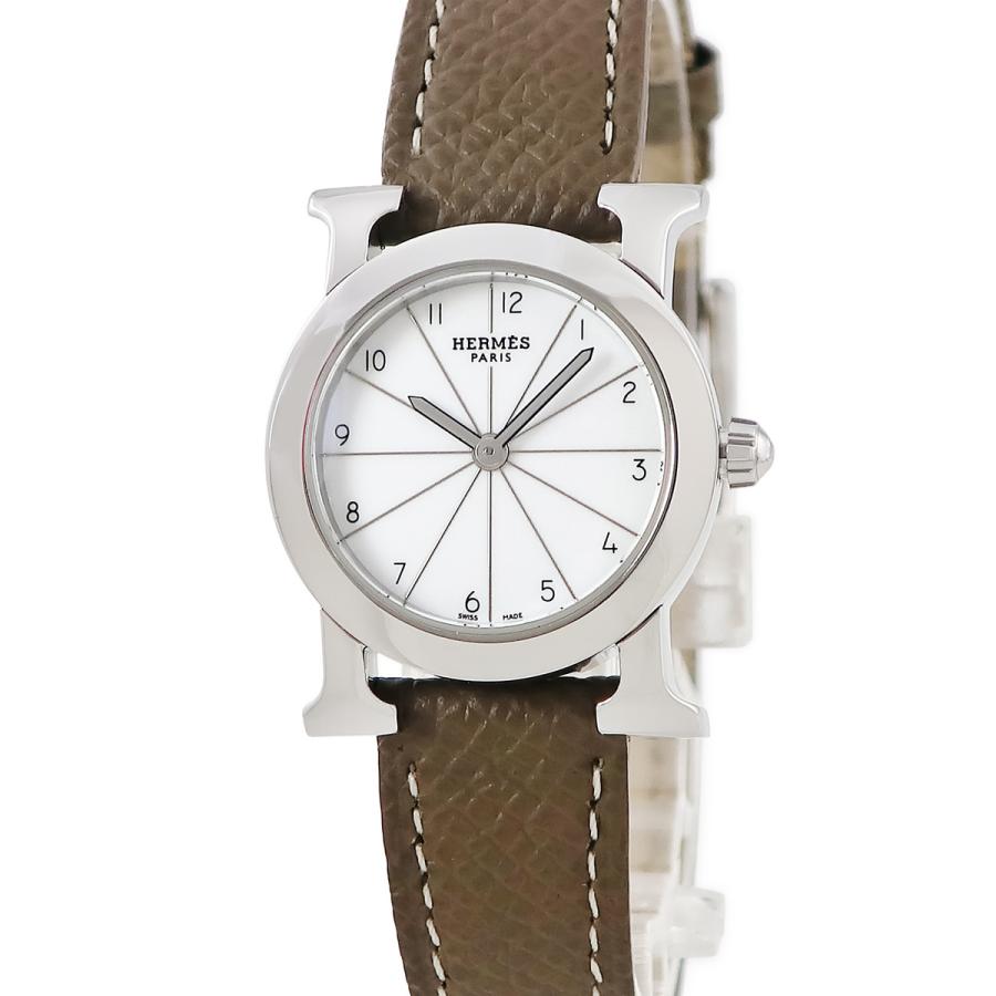 HERMES 【3年保証】 エルメス Hウォッチ ロンド HR1.210 ホワイト 白  