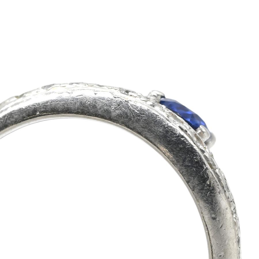 リング 指輪 ブルーサファイア ダイヤリング Pt900 シルバー 青 10号