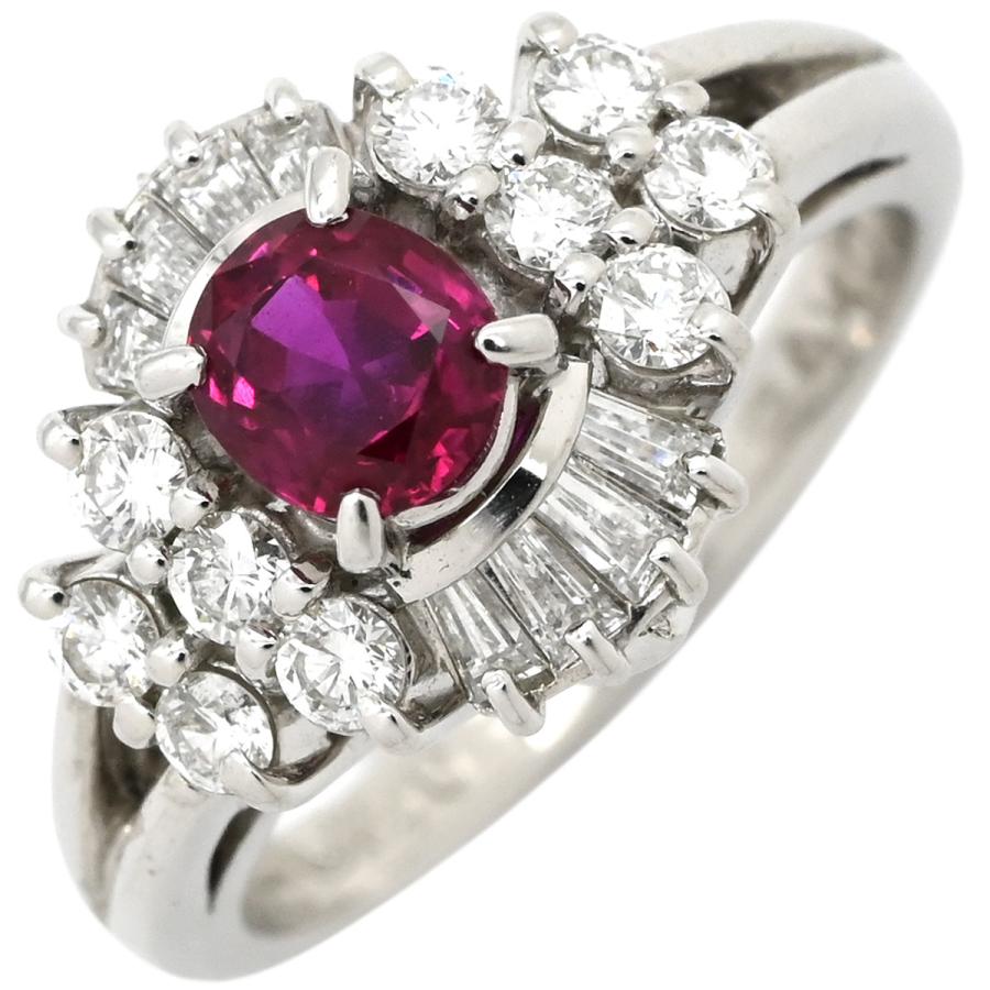 リング 指輪 ルビー 0.70ct ダイヤモンド シルバー レッド 赤 1石