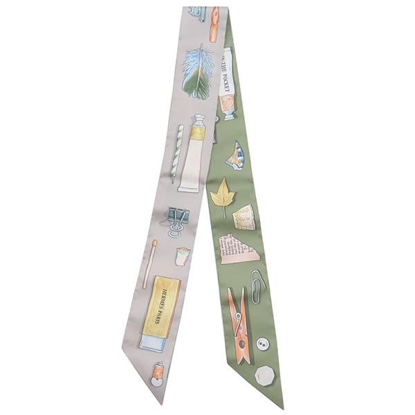 HERMES（エルメス） スカーフ ツイリー シルク グレー 新品 未使用