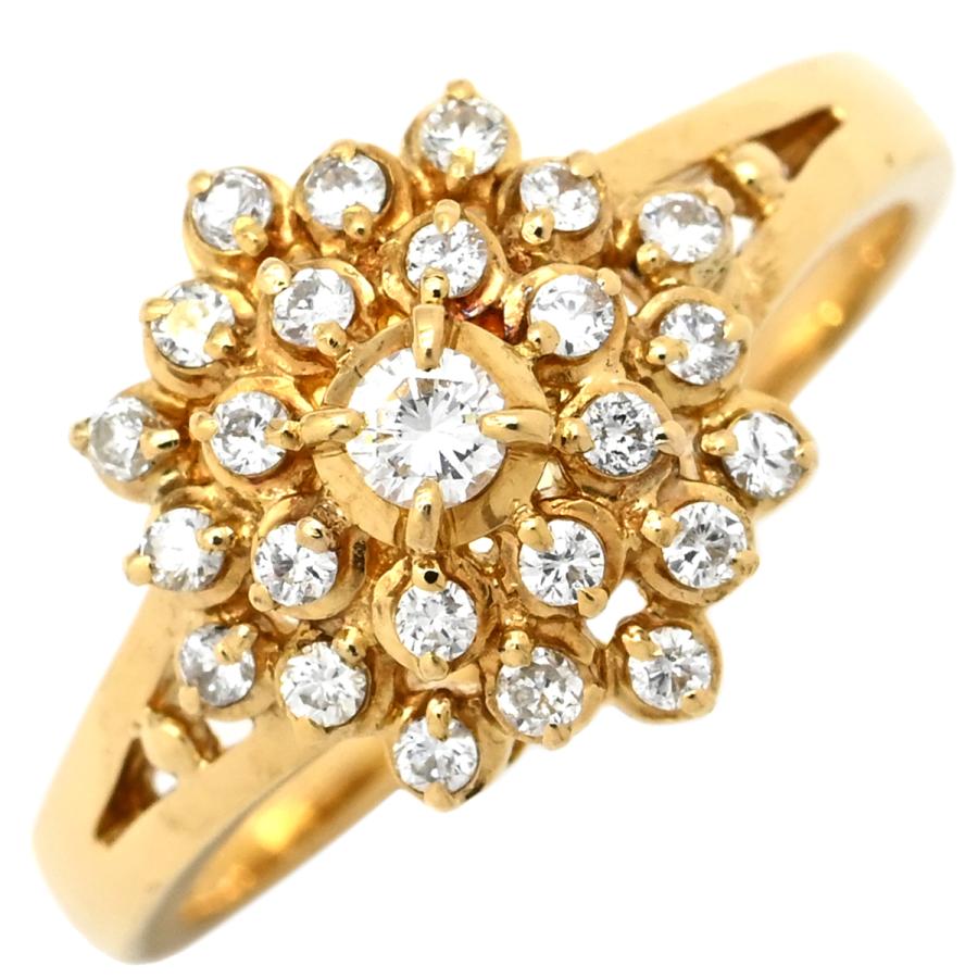 リング 指輪 ダイヤリング K18YG ゴールド フラワーモチーフ 13号