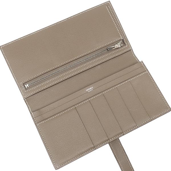 HERMES（エルメス） 長財布 ベアンスフレ ヴォーエプソン グレー