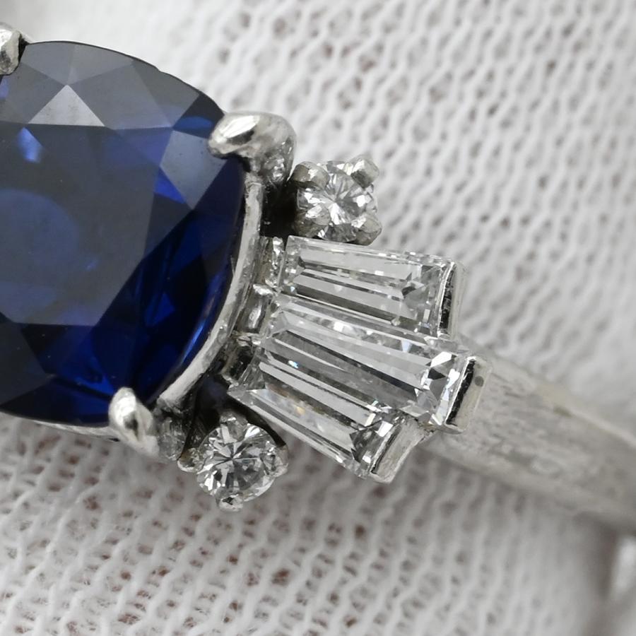 リング 指輪 ブルーサファイア ダイヤリング Pt900 シルバー 青