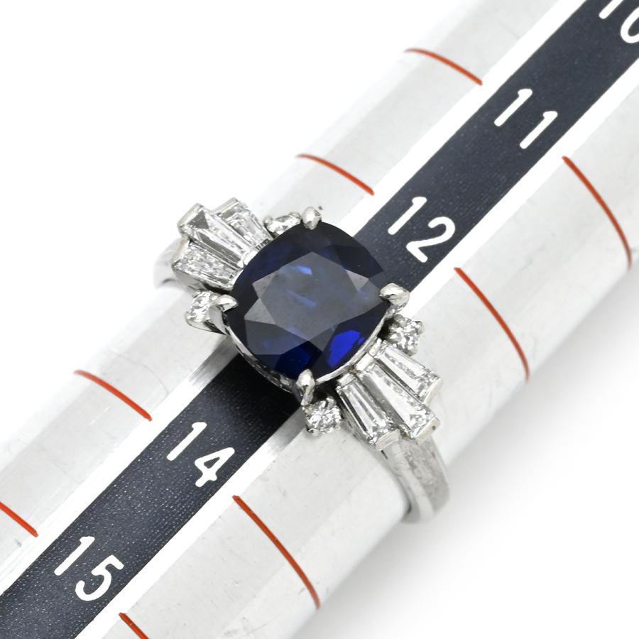 リング 指輪 ブルーサファイア ダイヤリング Pt900 シルバー 青