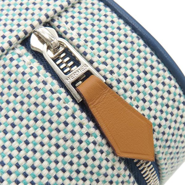 HERMES エルメス ポーチ エスカル コットン ブルー コスメポーチ  