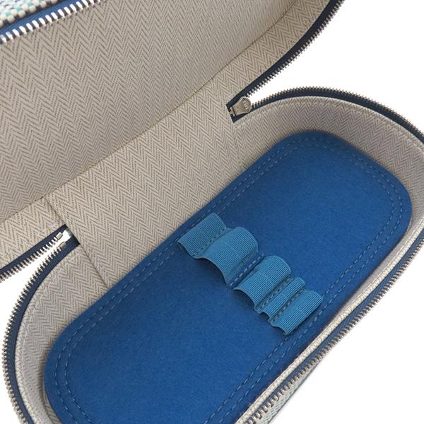 HERMES エルメス ポーチ エスカル コットン ブルー コスメポーチ  