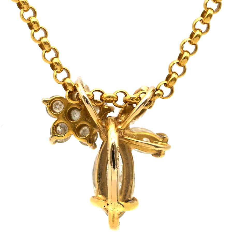 Au750 　k18花型ペンダント ネックレス ダイヤペンダント K18YG ゴールド 750 18K フラワー