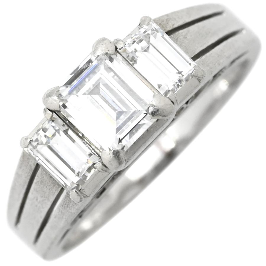 リング 指輪 バゲットカット ダイヤリング Pt900 シルバー 12号