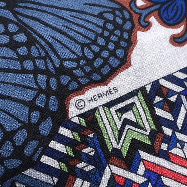 HERMES（エルメス） ストール カレ140 カレジェアン カシミヤ ブルー