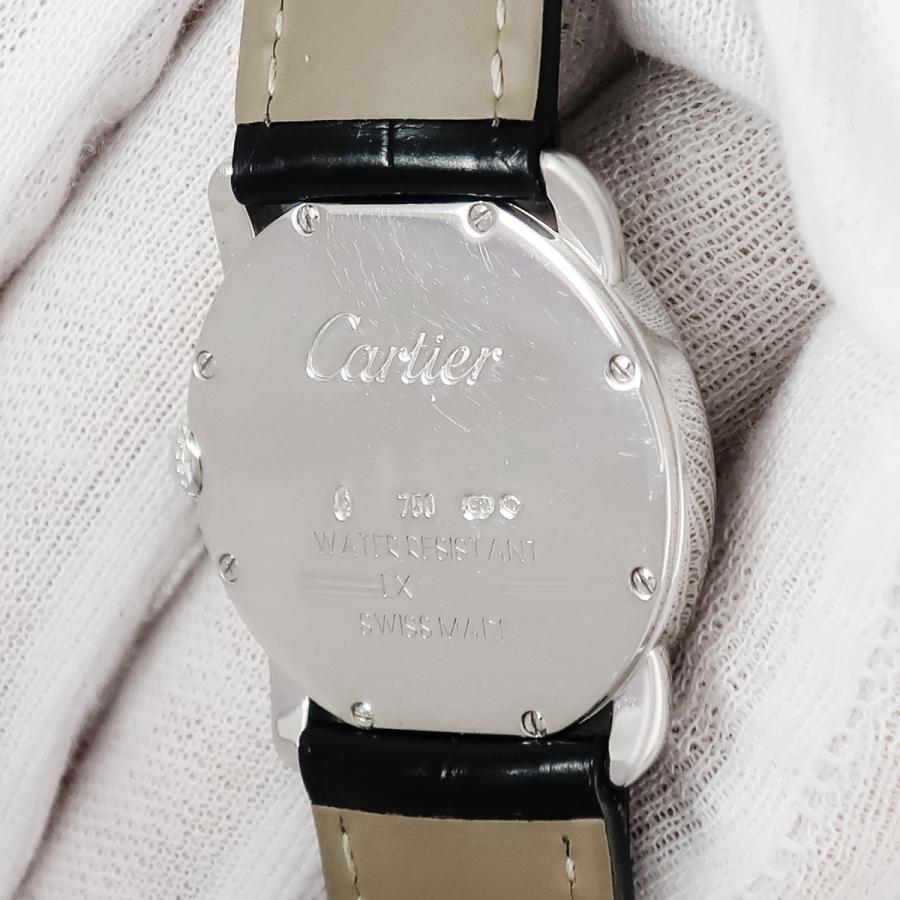 カルティエ ロンド ルイ カルティエ SM WR000251 K18WG無垢 純正ダイヤ アイボリー 青針 クオーツ レディース 腕時計 RONDE DE CARTIER 【3年保証】 カルティエ ロンド ルイ SM WR000251