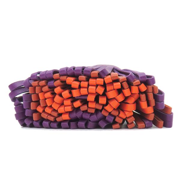 HERMÈS カルメン トリコロール レザー パープル 赤 茶色 フリンジ