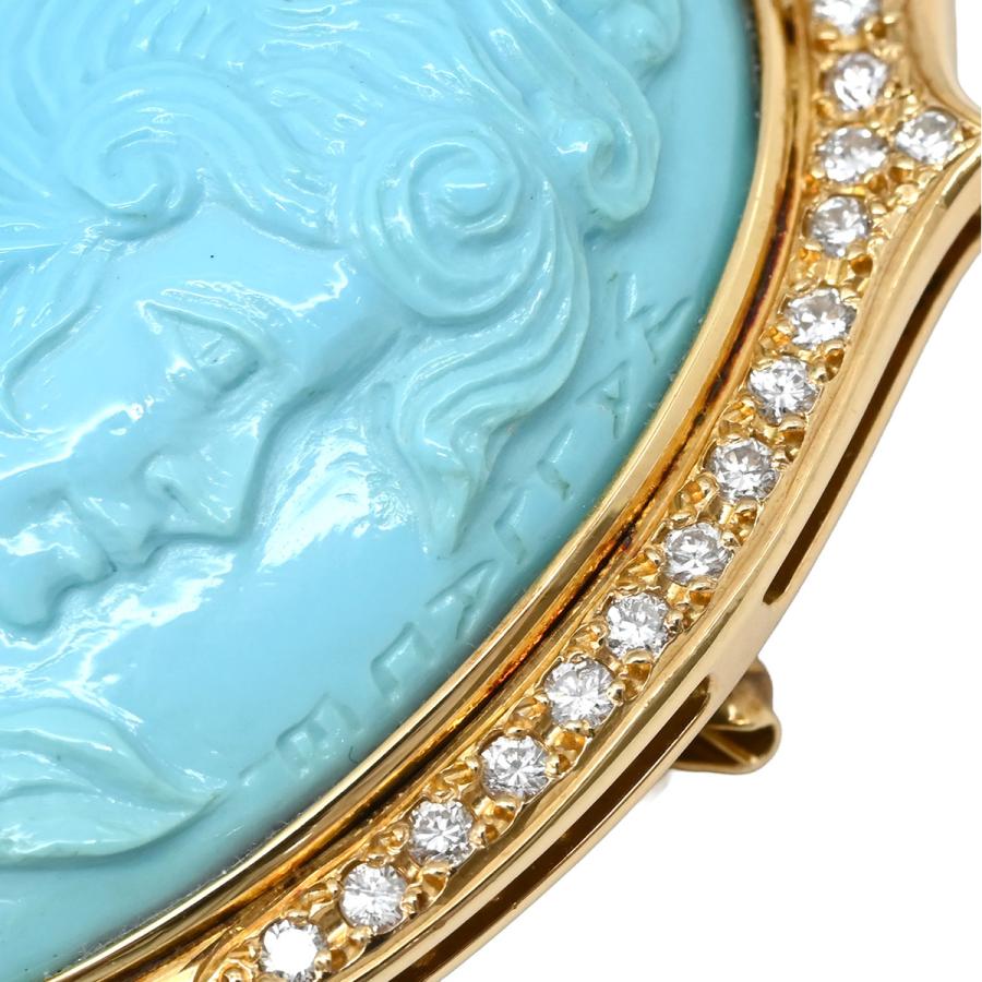 2WAY K18 YG カメオ ブローチ ペンダントトップ 鑑別書付 18金 カメオ