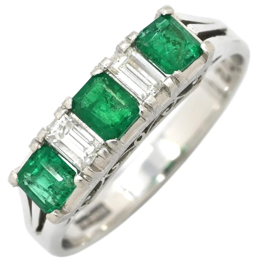 リング 指輪 エメラルド0.54ct ダイヤモンド シルバー プラチナ