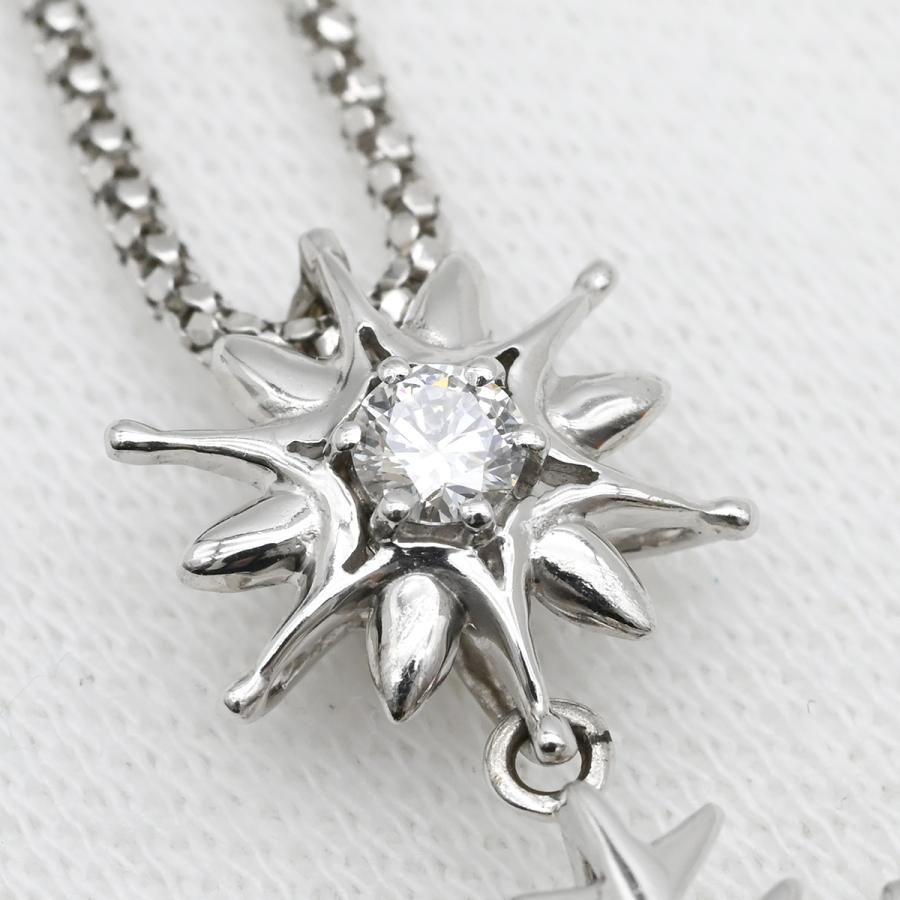 ネックレス ダイヤ ペンダント シルバー 18K ダイヤモンド 雪の結晶