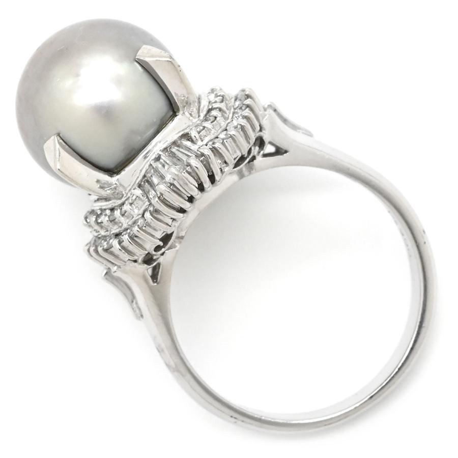 リング 指輪 黒蝶パール 11.4mm ダイヤ 0.53ct グレー シルバーグレイ 
