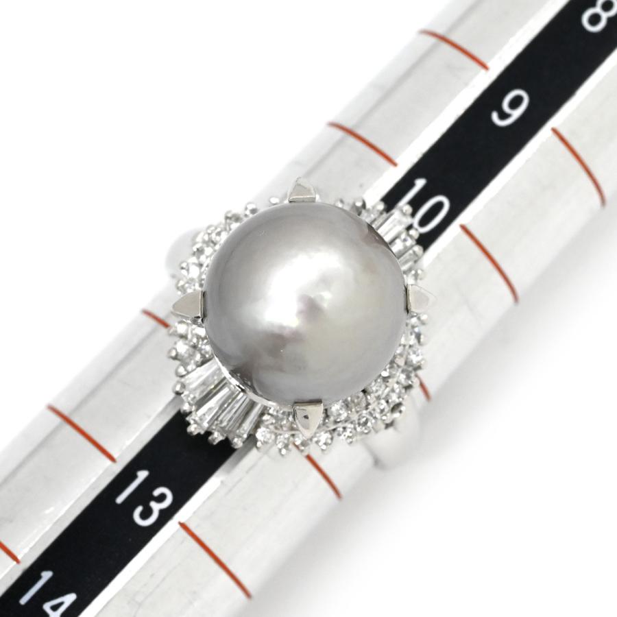 リング 指輪 黒蝶パール 11.4mm ダイヤ 0.53ct グレー シルバーグレイ 