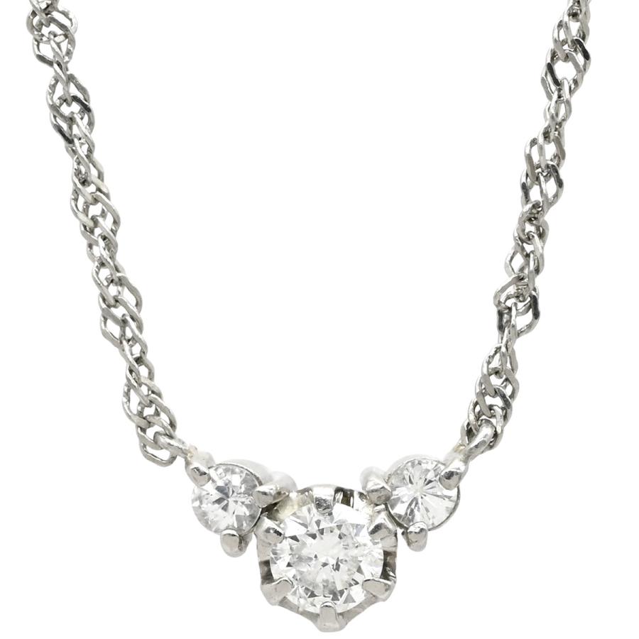 Pt900 3連ダイヤモンドトップ ネックレス ダイヤ ペンダント Pt900 シルバー プラチナム 3P 3石 3粒