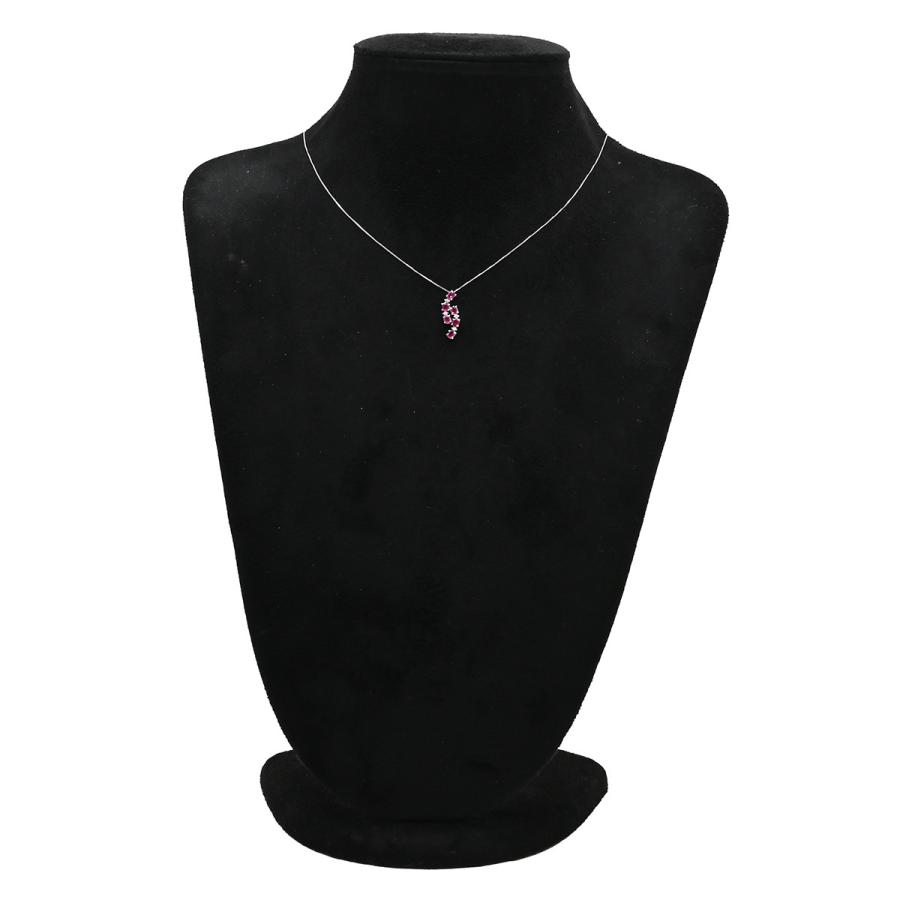 ネックレス ルビー 0.8ct ダイヤモンド ペンダント シルバー 赤 レッド 6石 オーバルミックスカット 4Pダイヤ_7