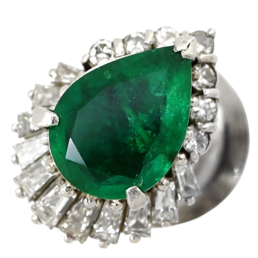 ブローチ エメラルド 0.96ct ダイヤモンド ピンブローチ シルバー 緑