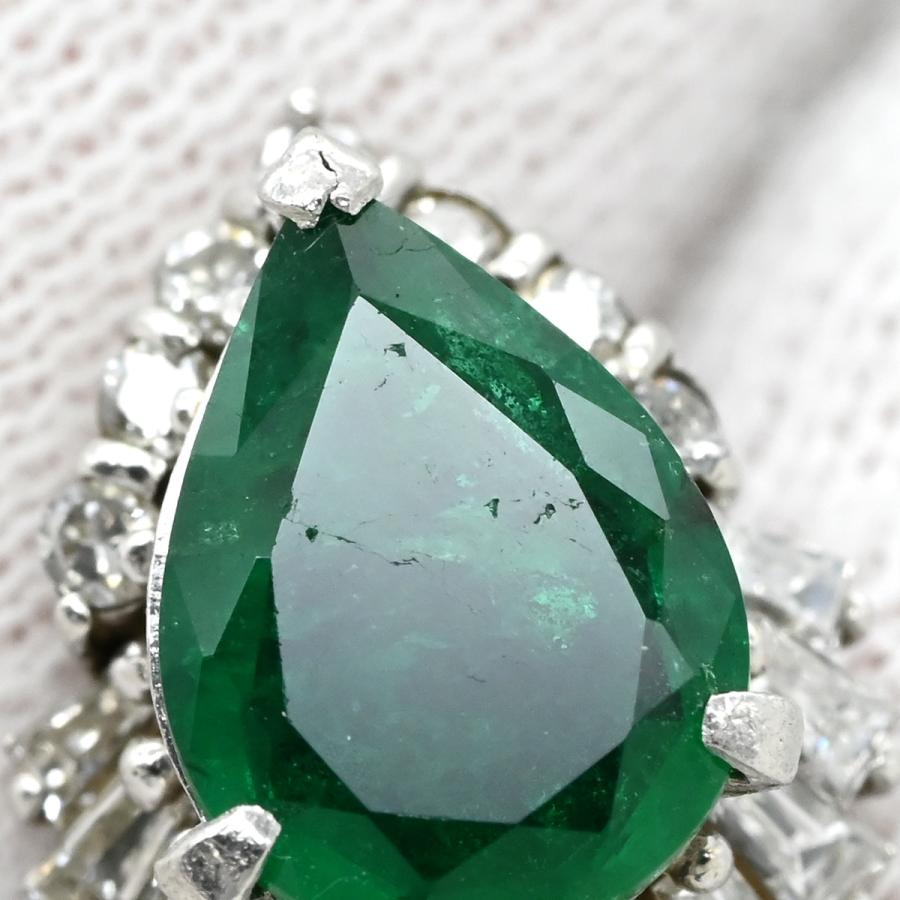 ブローチ エメラルド 0.96ct ダイヤモンド ピンブローチ シルバー 緑