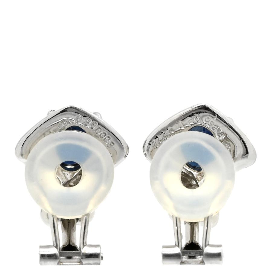イヤリング シルバー ブルーサファイア 14K WG 14金 Pt850 ダイヤ 