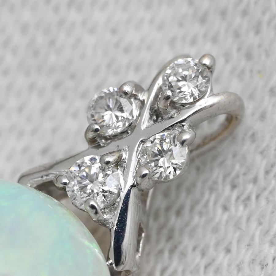 ペンダントトップ オパール 7ct ダイヤモンド シルバー WG 白 ホワイト