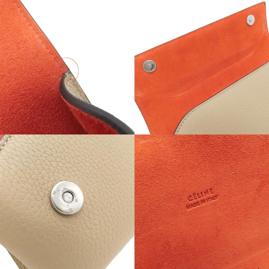 CELINE（セリーヌ） メガネケース バイカラー レザー ベージュ レッド