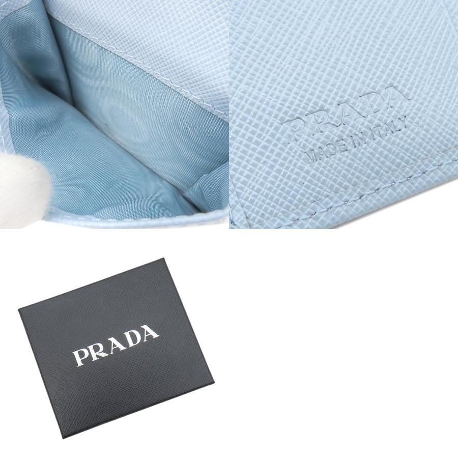 PRADA プラダ 二つ折り財布 トライアングルロゴ レザー ブルー