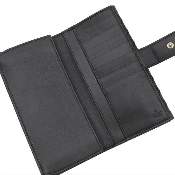 GUCCI（グッチ） 長財布 ディアマンテ ファブリック レザー ブラック