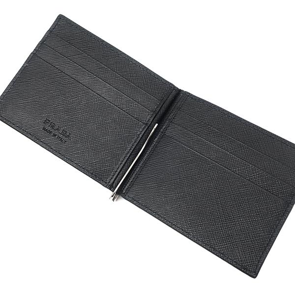 SAFFIANO（PRADA） プラダ 二つ折り財布 マネークリップ付財布 レザー