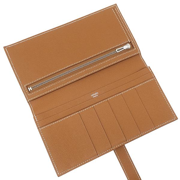 HERMES エルメス 長財布 ベアンスフレ ヴォーエプソン グレー 茶