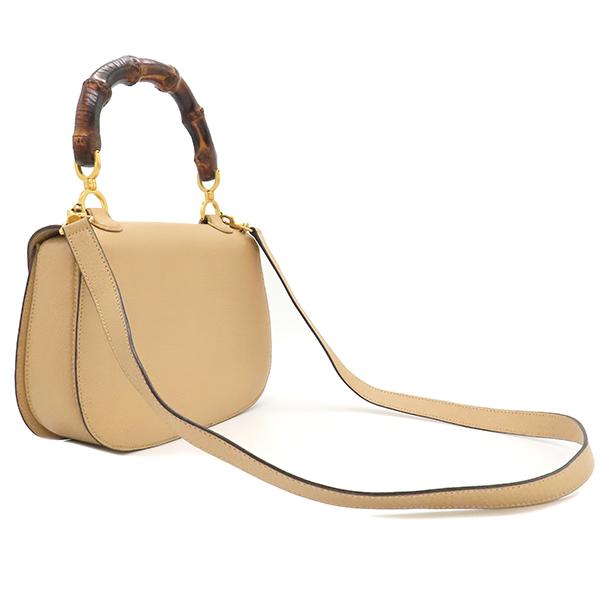 グッチ 2WAYバッグ バンブー 1947 レザー ベージュ トップハンドル  