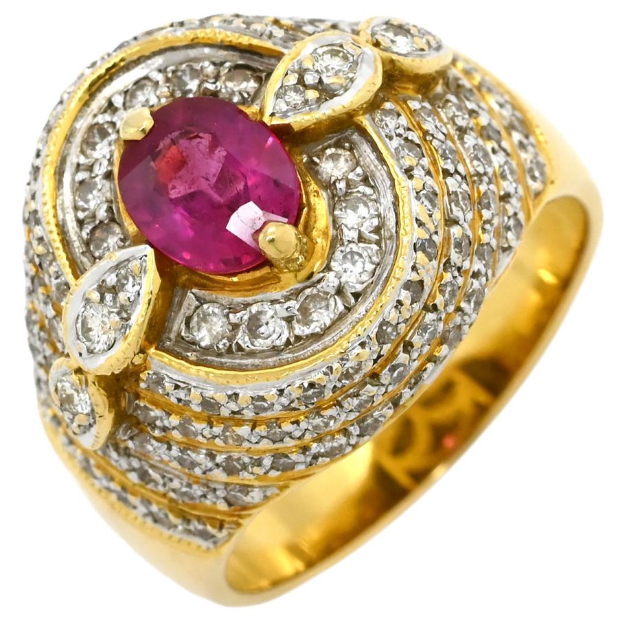 リング 指輪 ルビー ダイヤ レッド レッド×イエローゴールド イエロー