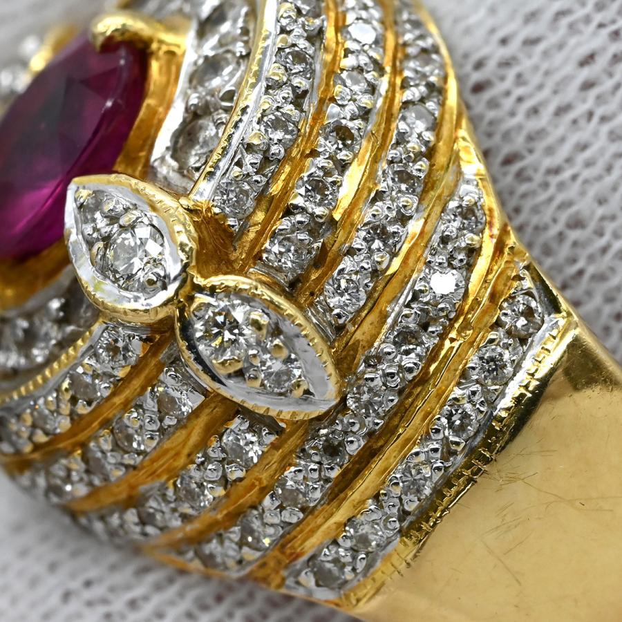 ゴールドルビーダイアリング K18YG ルビー / ダイヤモンド リング R:0.24ct D:0.13ct