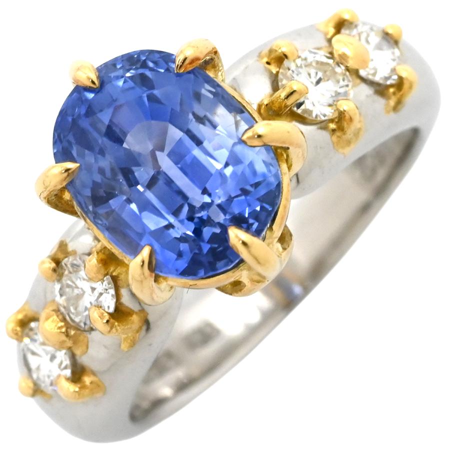 リング 指輪 サファイア ダイヤ シルバー イエローゴールド×プラチナ