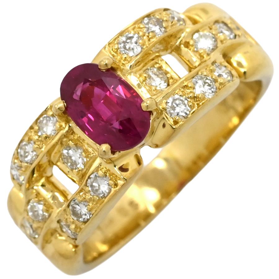 リング 指輪 ルビー ダイヤ レッド レッド×イエローゴールド 0.65ct