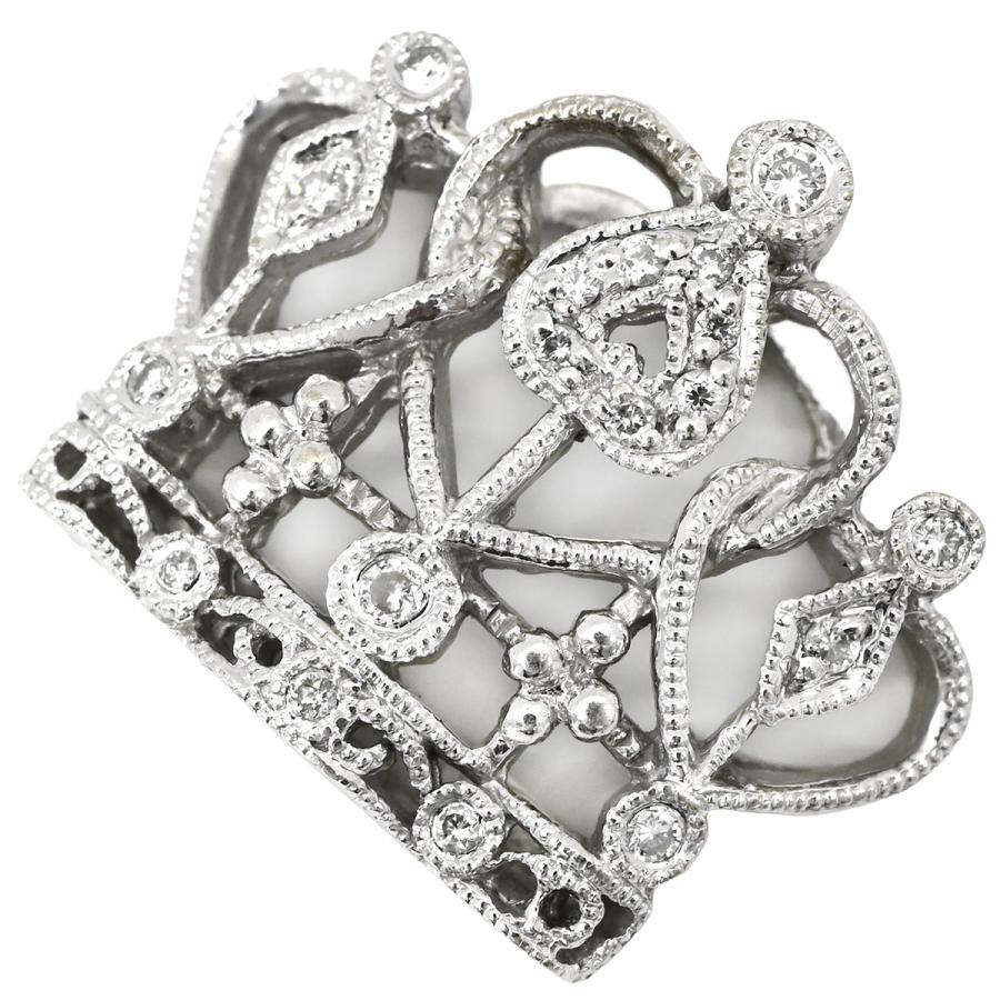 ペンダントトップ クラウン ダイヤ ネックレストップ シルバー Au750