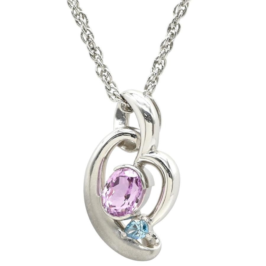 ネックレス クンツァイト ダイヤ ペンダント シルバー Pt900