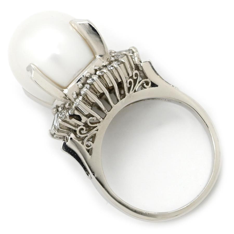リング 指輪 白蝶パール 12.9mm ダイヤリング シルバー プラチナ
