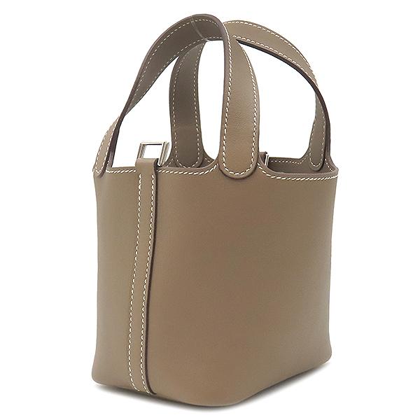エルメス　ピコタン　 グレージュ レザー バケット型 HERMES（エルメス） ハンドバッグ ピコタン ピコタンロック ミクロ
