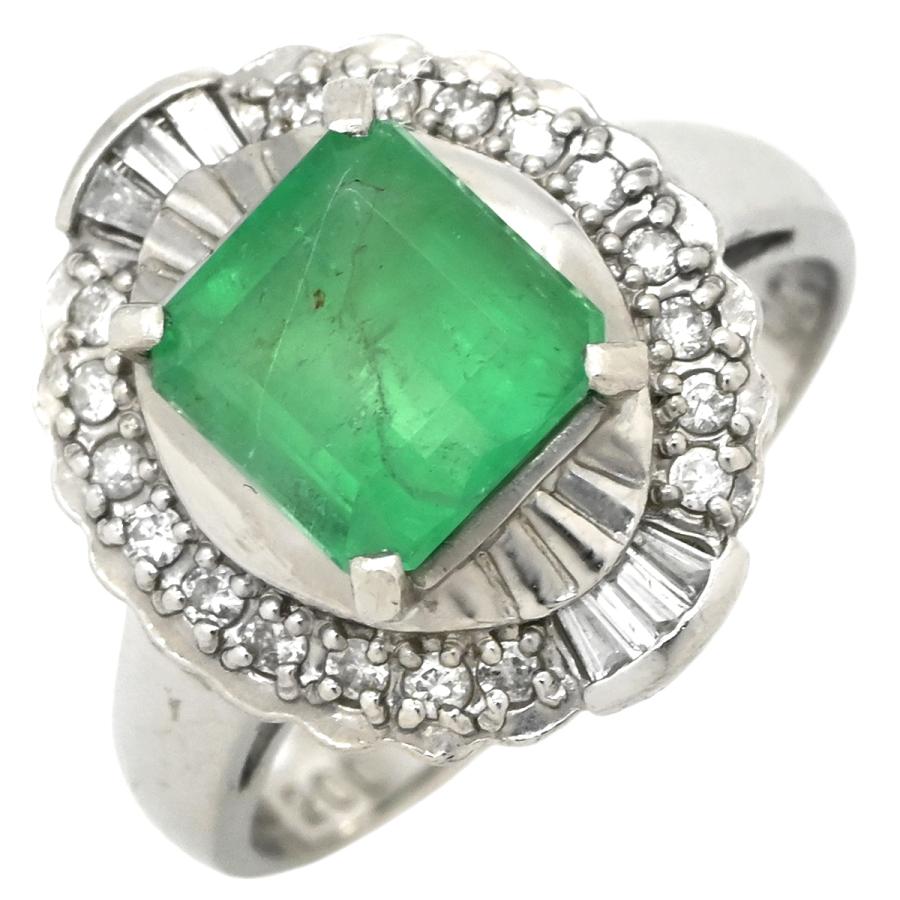 ビンテージ　エメラルド　ダイヤ　リング リング 指輪 エメラルド ダイヤモンド シルバー グリーン 緑 スクエア