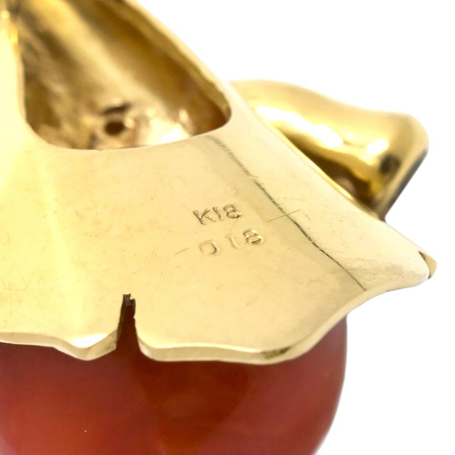 ペンダントトップ 珊瑚 ダイヤ ゴールド 赤 サンゴ ダイヤモンド YG