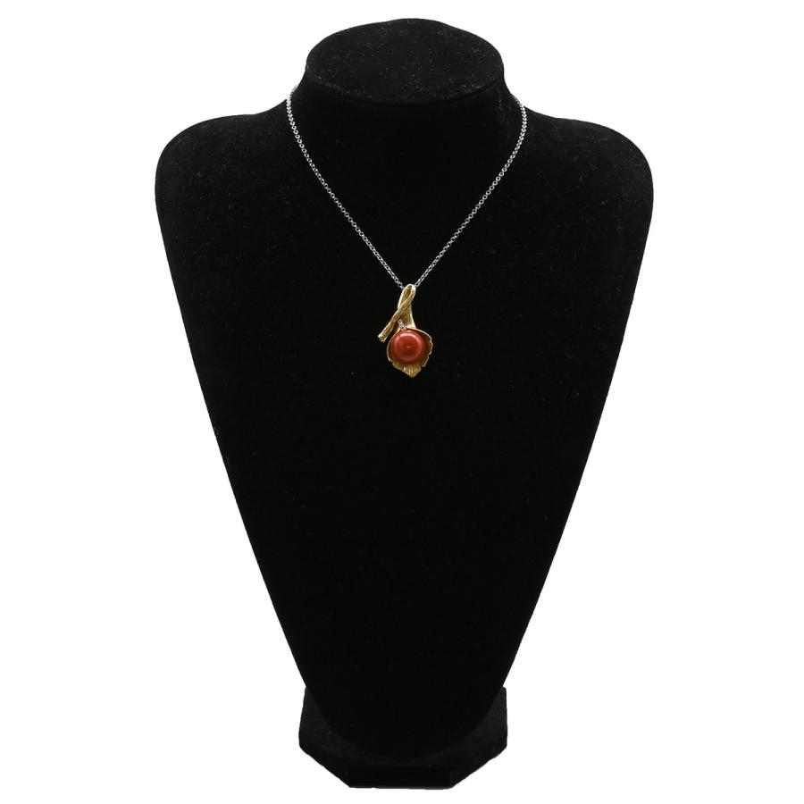 ペンダントトップ 珊瑚 ダイヤ ゴールド 赤 サンゴ ダイヤモンド YG