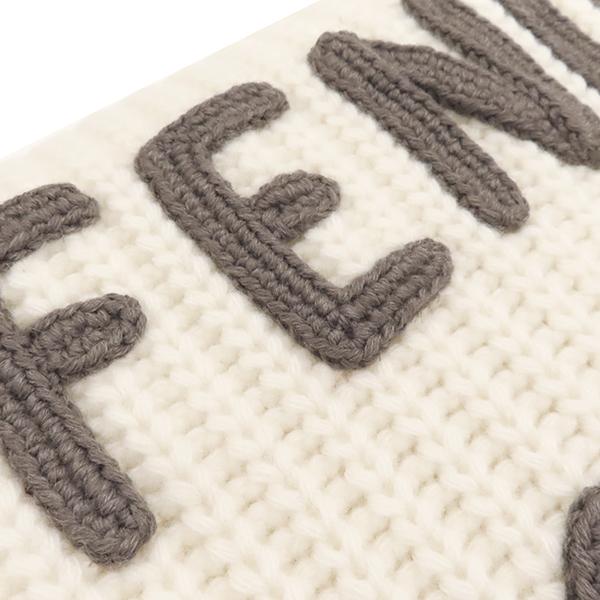 FENDI（フェンディ） マフラー ロゴ ニット ウール ホワイト