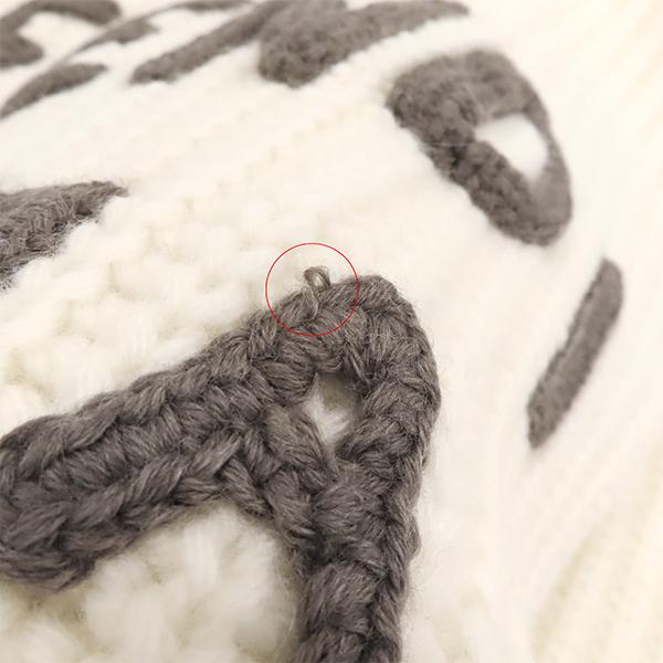 FENDI（フェンディ） マフラー ロゴ ニット ウール ホワイト