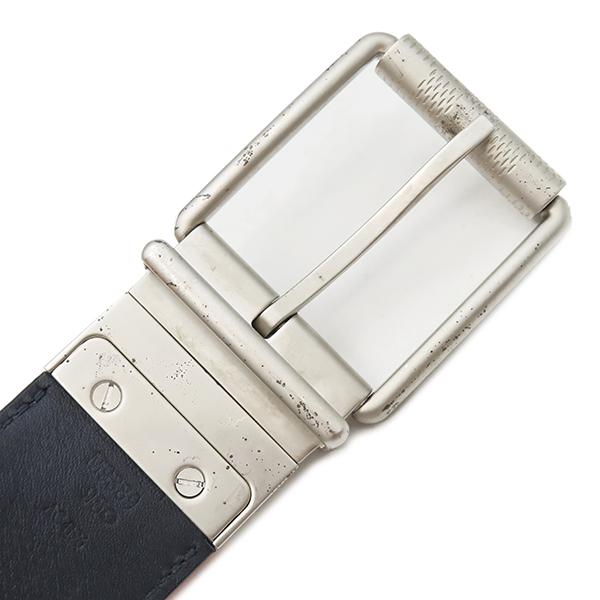 ルイヴィトン ベルト サンチュール ボストン 95 レザー ネイビー×オレンジ M9389 紺 リバーシブル 40MM カット済 AC4196