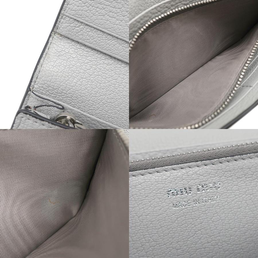 miu miu（ミュウミュウ） 長財布 二つ折り ロゴ レザー グレー ロング