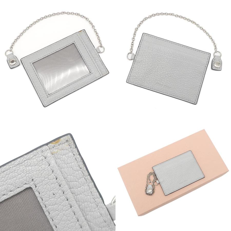miu miu（ミュウミュウ） 長財布 二つ折り ロゴ レザー グレー ロング