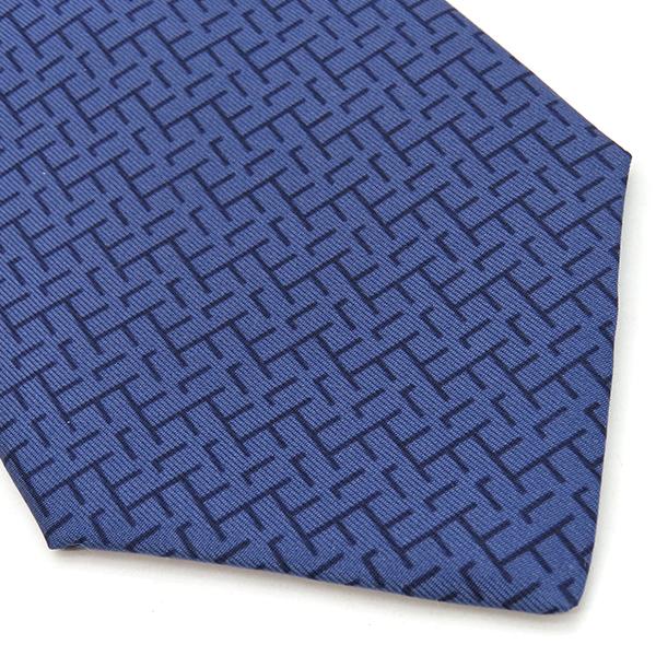 HERMES（エルメス） ネクタイ 総柄 9.5cm シルク ブルー ブルー 青 紺