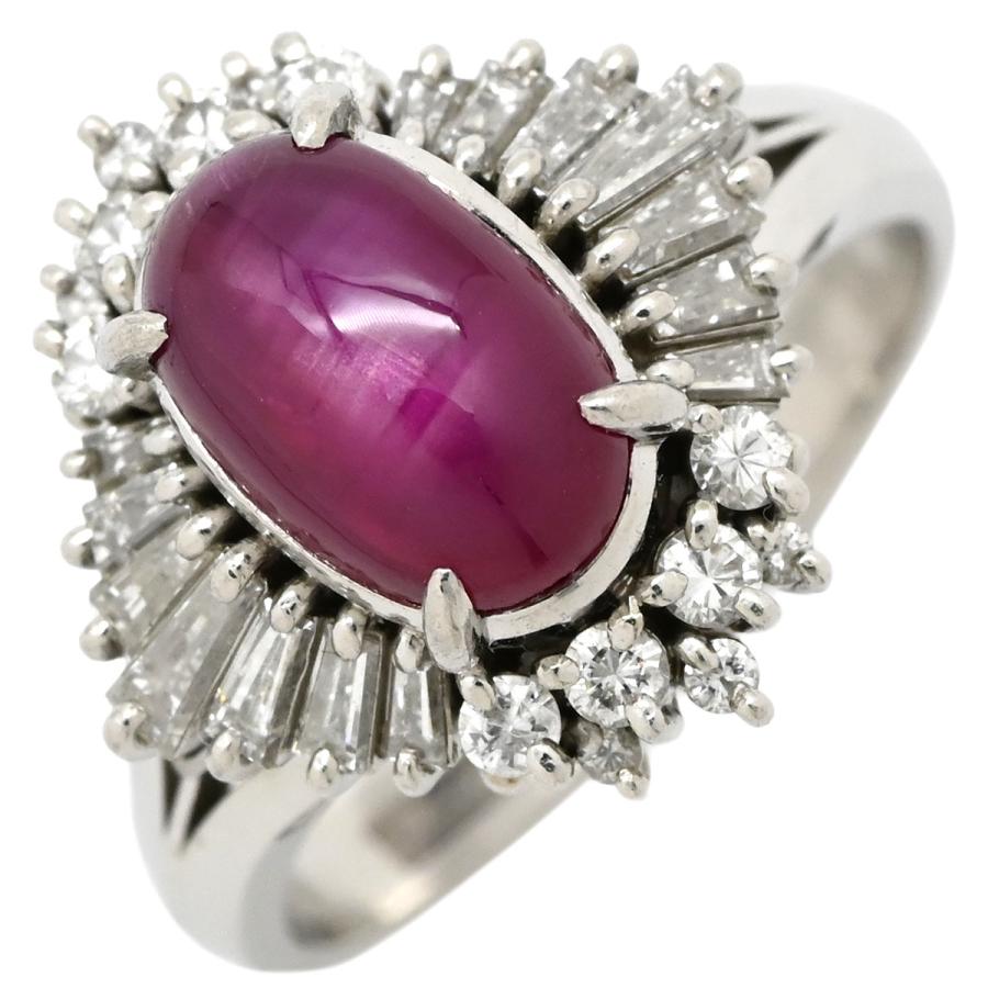 リング 指輪 スタールビー 3.43ct ダイヤ レッド ピンクレッド